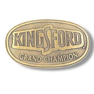Vintage Kingsford Grand Champion Brass Belt Buckle | BBQ Collectible | 5.5” Wide